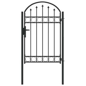 vidaXL Puerta de valla con arco superior de acero 104x150 cm negra