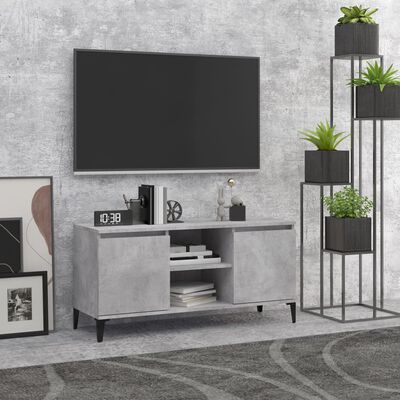 vidaXL Mueble de TV con patas metal gris hormigón 103,5x35x50 cm