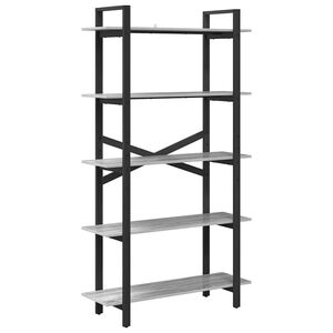 vidaXL Estante de libros 5 niveles 100 x 33,5 x 178 cm Gris Sonoma
