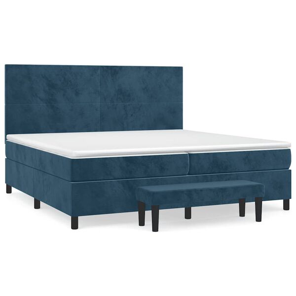 vidaXL Cama box spring con colch&oacute;n terciopelo azul oscuro 200x200 cm