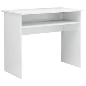 vidaXL Escritorio de madera contrachapada blanco brillo 90x50x74 cm