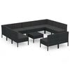 vidaXL Set muebles de jard&iacute;n 12 pzas y cojines rat&aacute;n sint&eacute;tico negro