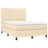 vidaXL Cama box spring con colch&oacute;n tela color crema 140x200 cm