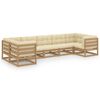 vidaXL Set de muebles de jardín 7 pzs cojines madera pino marrón miel