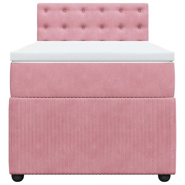 vidaXL Cama box spring con colch&oacute;n terciopelo rosa 90x190 cm