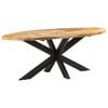 vidaXL Mesa de comedor ovalada madera demango rugosa 200x100x75 cm