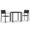 vidaXL Juego de comedor para jard&iacute;n 3 piezas negro