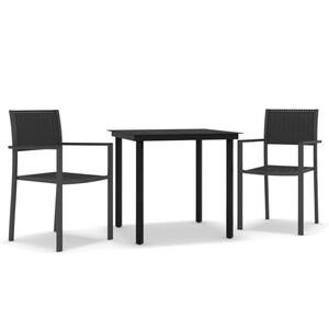 vidaXL Juego de comedor para jard&iacute;n 3 piezas negro