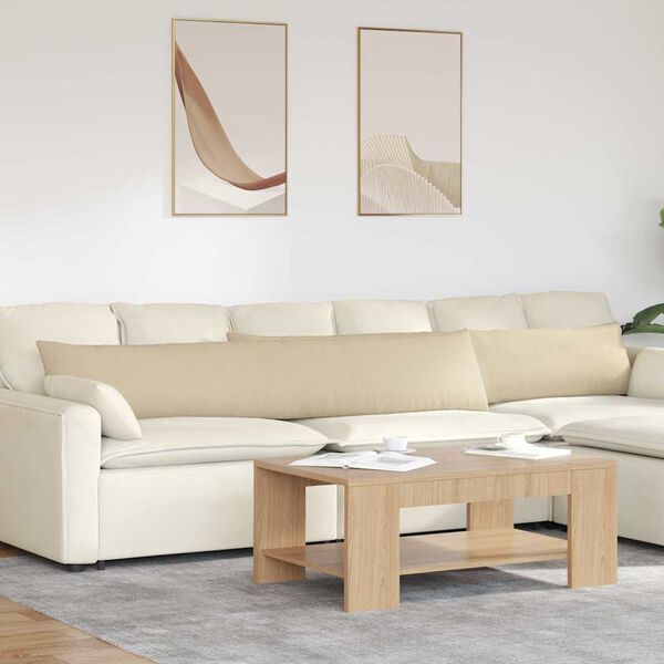 vidaXL Cojines de sofá 2 pcs Crema 200 x 40 cm tela