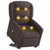 vidaXL Sillón masaje eléctrico reclinable elevable tela marrón oscuro
