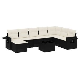 vidaXL Set de sof&aacute;s de jard&iacute;n 8 piezas y cojines rat&aacute;n sint&eacute;tico negro