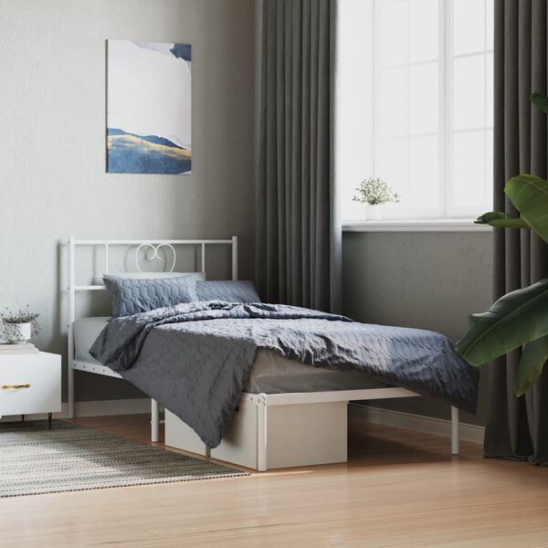 vidaXL Estructura cama sin colch&oacute;n con cabecero metal blanco 75x190 cm