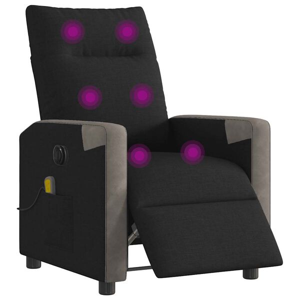 vidaXL Sill&oacute;n reclinable de masaje el&eacute;ctrico tela negro