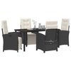 vidaXL Conjunto de Comedor de Jard&iacute;n 5 pcs Negro rat&aacute;n sint&eacute;tico