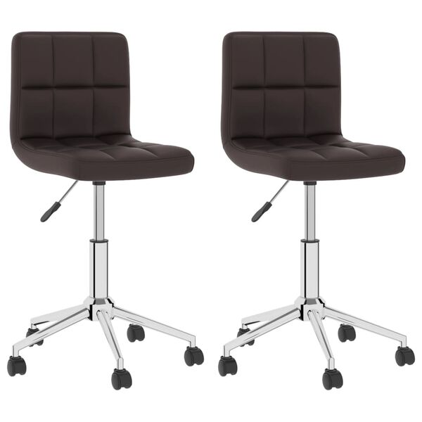 vidaXL Sillas de comedor giratorias 2 unidades cuero sint&eacute;tico marr&oacute;n