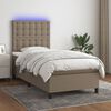 vidaXL Cama box spring colch&oacute;n y luces LED gris taupe 80x200 cm