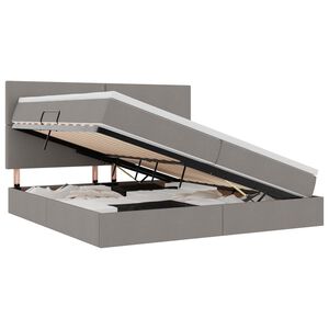 vidaXL Cama con almacenamiento y colch&oacute;n Taup&eacute; 200 x 200 cm Poli&eacute;ster