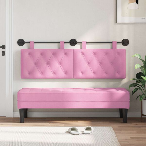 vidaXL Cabecera Colgante Montaje en la pared Rosa 130 x 55 x 7 cm tela