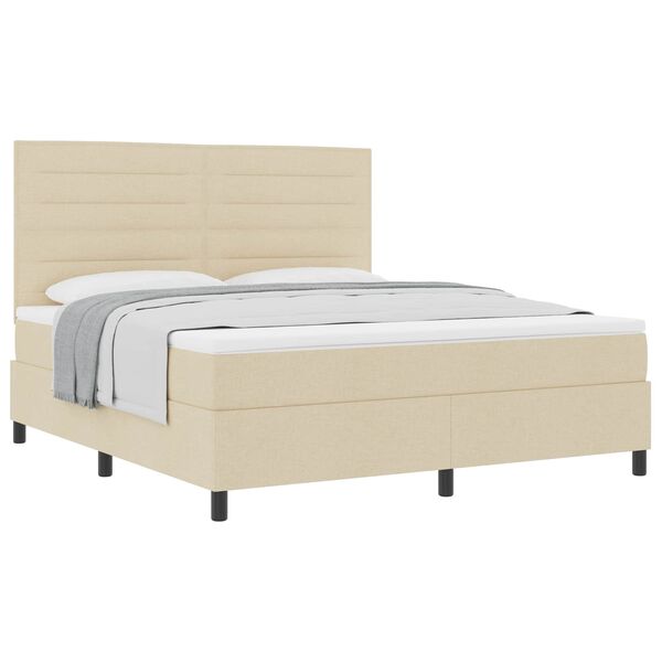 vidaXL Cama tipo Box Spring con colch&oacute;n Crema 180 x 200 cm tela