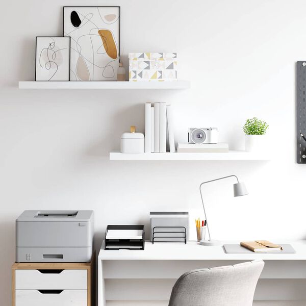 vidaXL Estantes flotantes pared 2 uds MDF blanco 90x23,5x3,8 cm