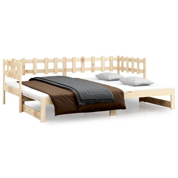 vidaXL Sof&aacute; cama extra&iacute;ble madera maciza de pino 2x(90x190) cm