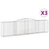 vidaXL Cestas de gaviones 3 uds forma de arco hierro 400x50x100/120 cm