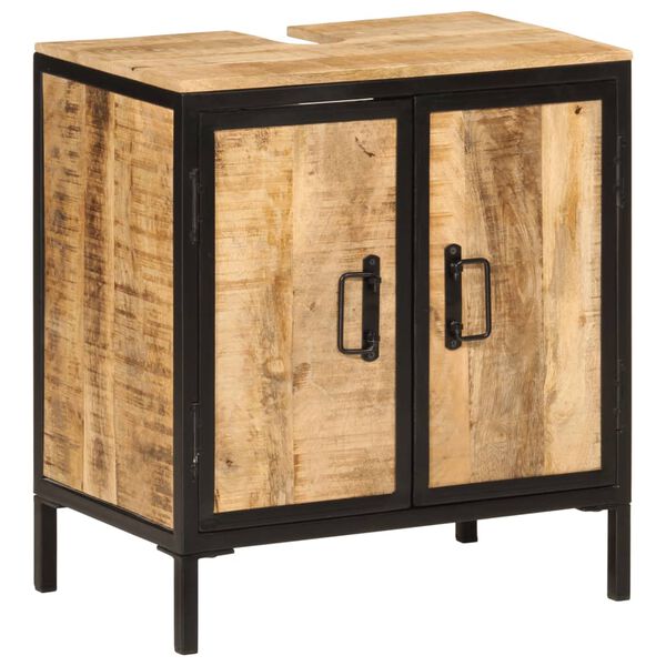 Alacena De Madera De Mango Blanca - 60x33x100 Cm, Con 2 Estantes Y 2 Puertas