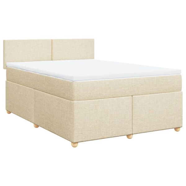 vidaXL Cama box spring con colch&oacute;n tela color crema 140x190 cm