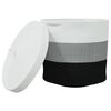 vidaXL Cesta de almacenaje con tapa algod&oacute;n blanco y negro &Oslash;40x35 cm
