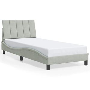 vidaXL Estructura de cama sin colch&oacute;n Hanko terciopelo gris claro 90x200 cm