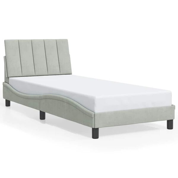 vidaXL Estructura de cama sin colch&oacute;n Hanko terciopelo gris claro 90x200 cm