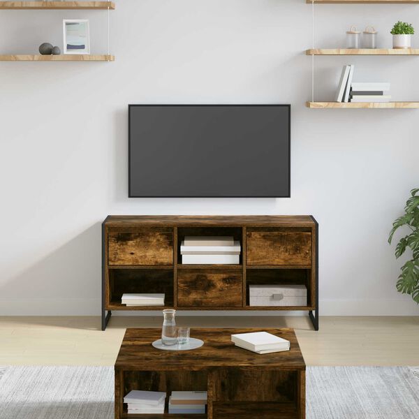 vidaXL Gabinete de TV con caj&oacute;n Roble Humo 100 x 36 x 49,5 cm