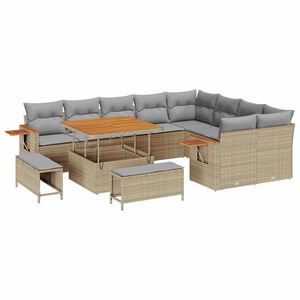 vidaXL Conjunto de sof&aacute;s de jard&iacute;n con coj&iacute;n 13 pcs Beige y Gris Claro