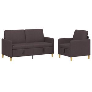 vidaXL Juego de Sof&aacute;s con Almacenamiento 2 pcs Marr&oacute;n Oscuro Poli&eacute;ster