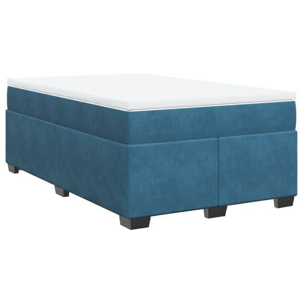 vidaXL Cama box spring con colch&oacute;n terciopelo azul oscuro 120x200 cm