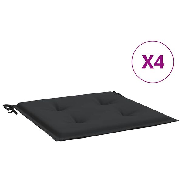 vidaXL Cojines de silla de jard&iacute;n 4 uds tela Oxford negro 50x50x4 cm