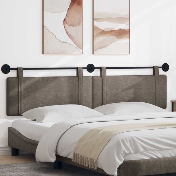 vidaXL Cabecera Colgante Liso Gris 210 x 55 x 5 cm PU antiguo