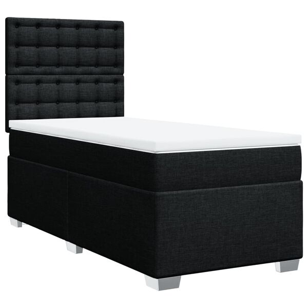 vidaXL Cama box spring con colch&oacute;n tela negro 100x200 cm