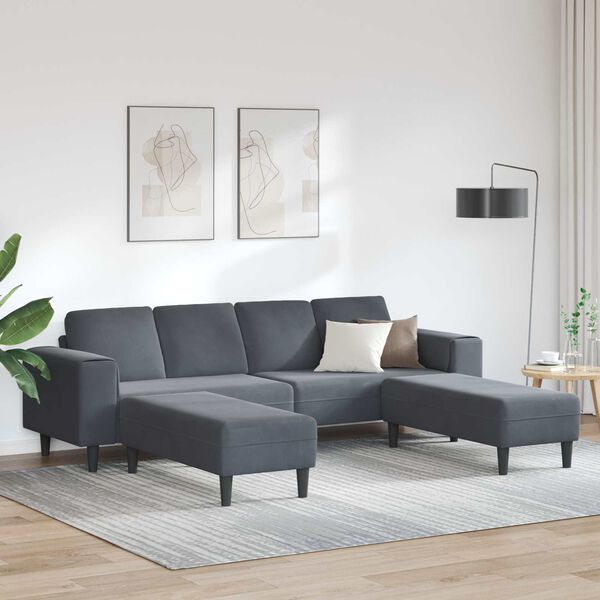vidaXL Sof&aacute; de sala 3 pcs Gris oscuro