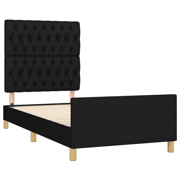 vidaXL Estructura de cama sin colch&oacute;n tela negro 90x190 cm