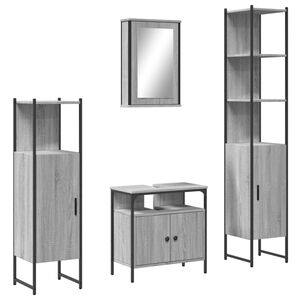 vidaXL Set de muebles de ba&ntilde;o 4 pzas madera contrachapada gris sonoma