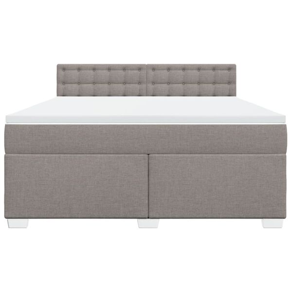 vidaXL Cama box spring con colch&oacute;n tela gris taupe 180x200 cm