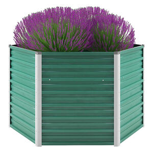 vidaXL Arriate de jard&iacute;n de acero galvanizado verde 129x129x77 cm