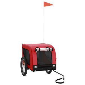 vidaXL Remolque de bicicleta mascotas hierro tela Oxford rojo negro
