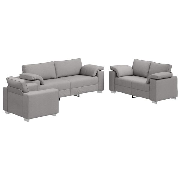 vidaXL Sof&aacute; 3 pcs Gris Nube 219 x 80 x 82 cm Tejido mezcla de lino