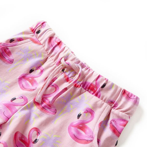 Pantalones cortos infantiles con cord&oacute;n rosa claro 128