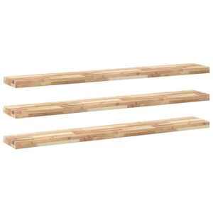 vidaXL Estantes flotantes 3 uds madera acacia sin tratar 120x20x4 cm