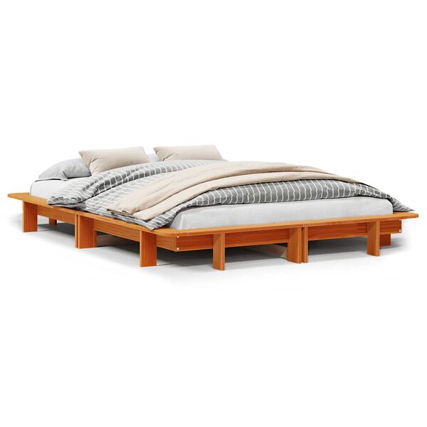 vidaXL Estructura de cama sin colch&oacute;n madera maciza marr&oacute;n 120x190 cm