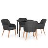 vidaXL Juego de comedor de jard&iacute;n 5 piezas con cojines negro