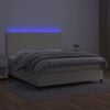 vidaXL Cama box spring colch&oacute;n y LED cuero sint&eacute;tico crema 180x200 cm